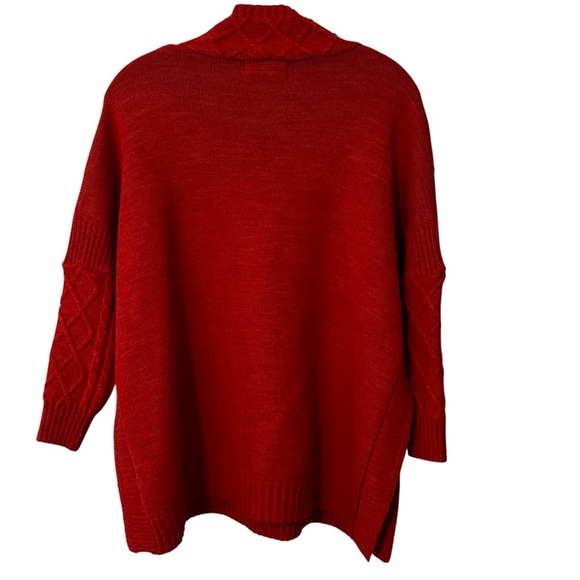 Mer Sea The Lisbon Traveler Coral orange mock neck cable knit one size - Picture 10 of 13